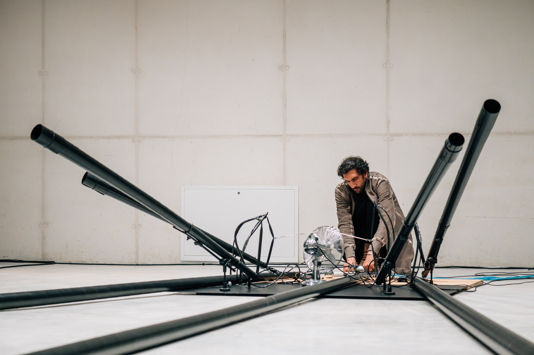 Tarek Atoui, Horns of Putin (2014-19) Exhibition Standing Waves Cukrarna Gallery (c) Blaz_Gutman